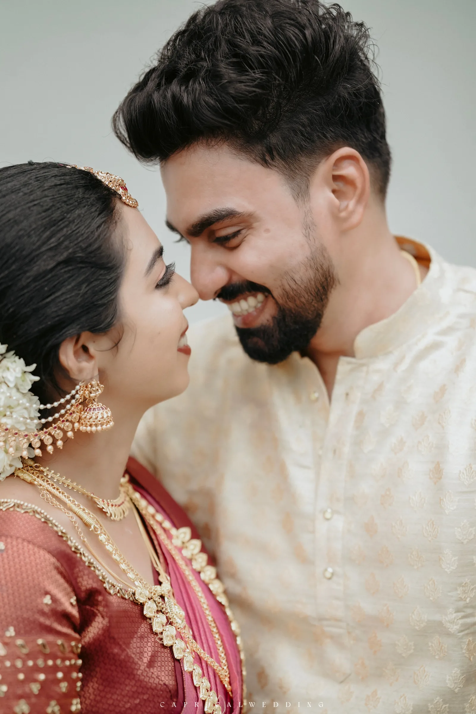A couple sharing a quiet wedding moment